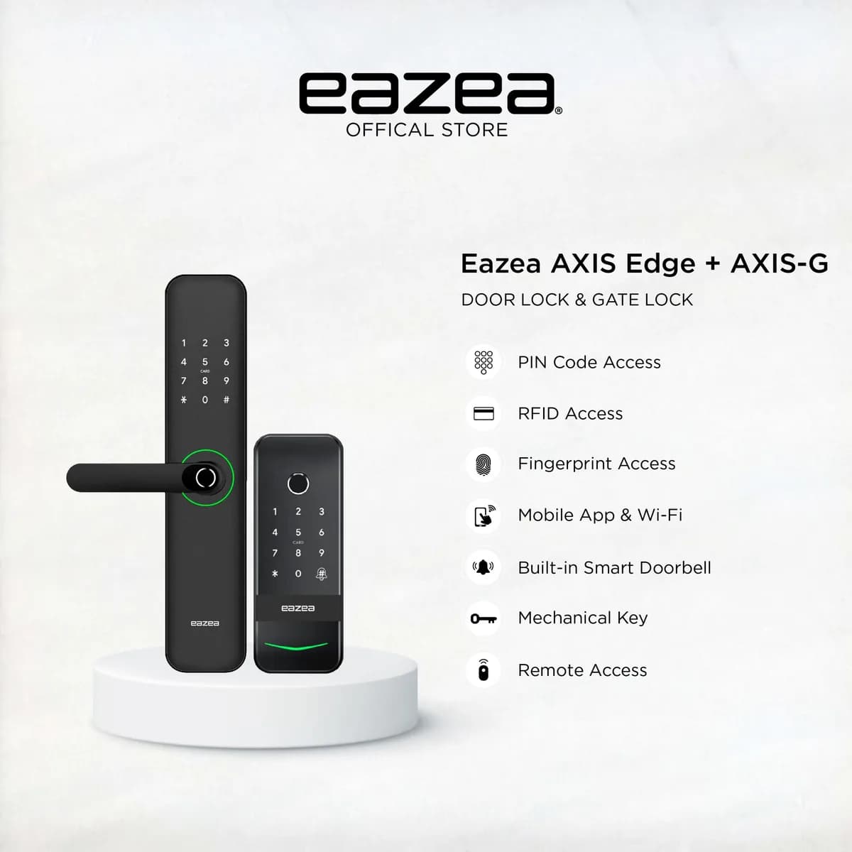 Eazea AXIS Edge Smart Door Lock - AXIS-G Smart Gate Lock Bundle