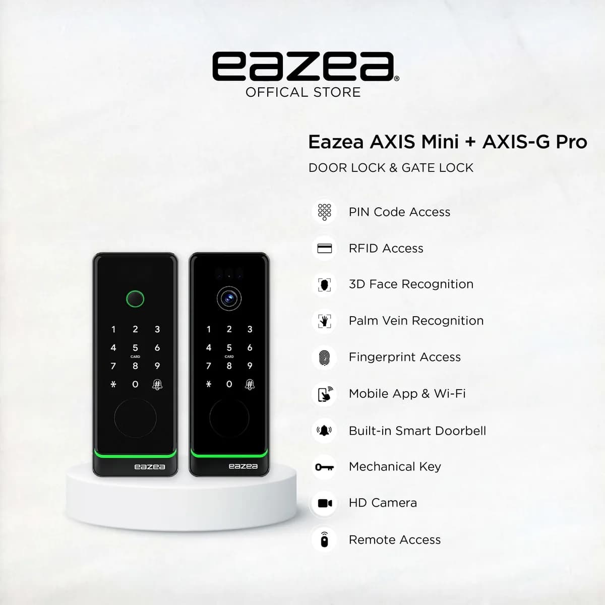 Eazea AXIS Mini Smart Door Lock - AXIS-G Pro Smart Gate Lock Bundle