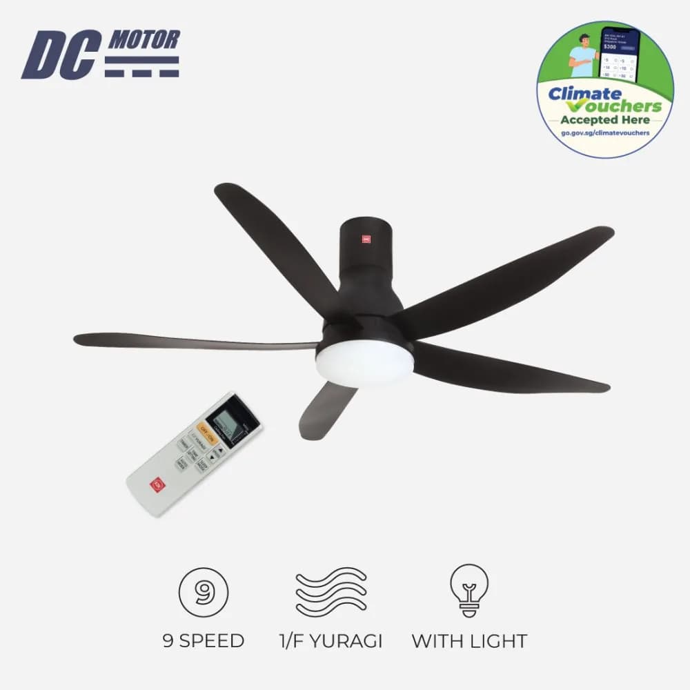 KDK U60FW 5-Blades Remote Control DC Ceiling Fan with LED Light (150cm)