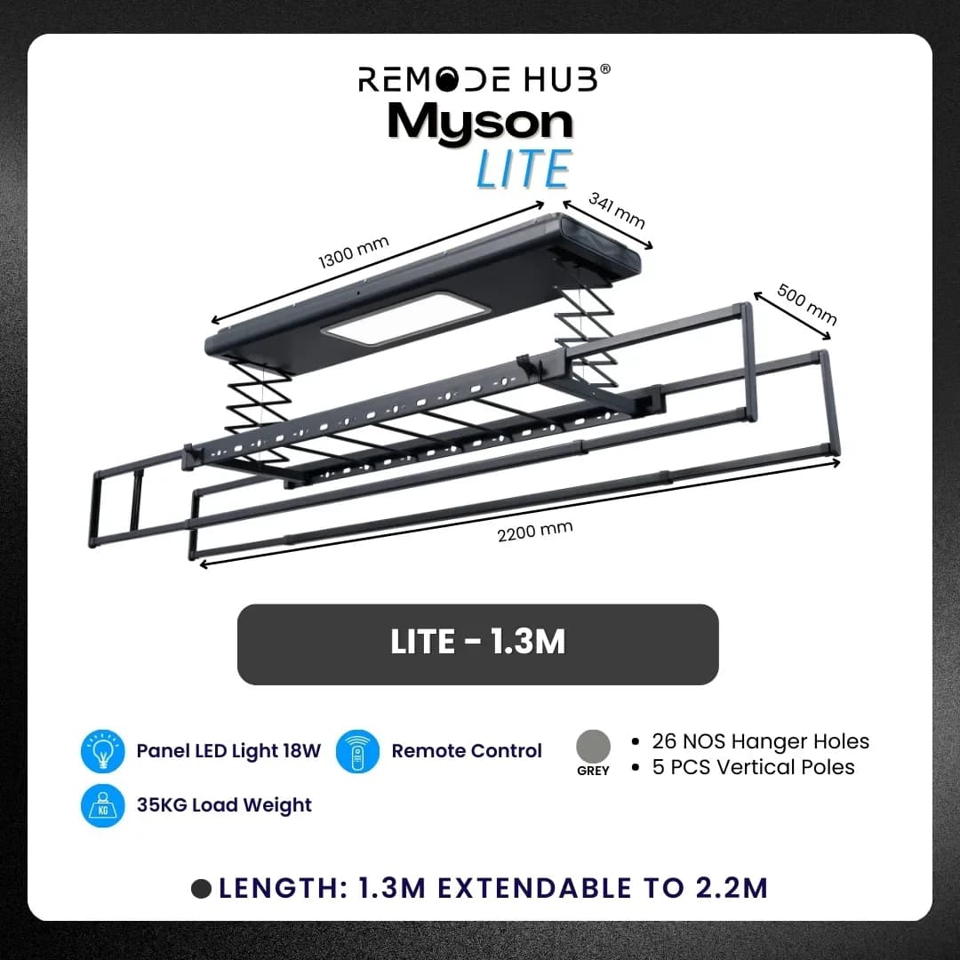 Remode Hub MYSON LITE Automated Laundry Rack (1.3m)