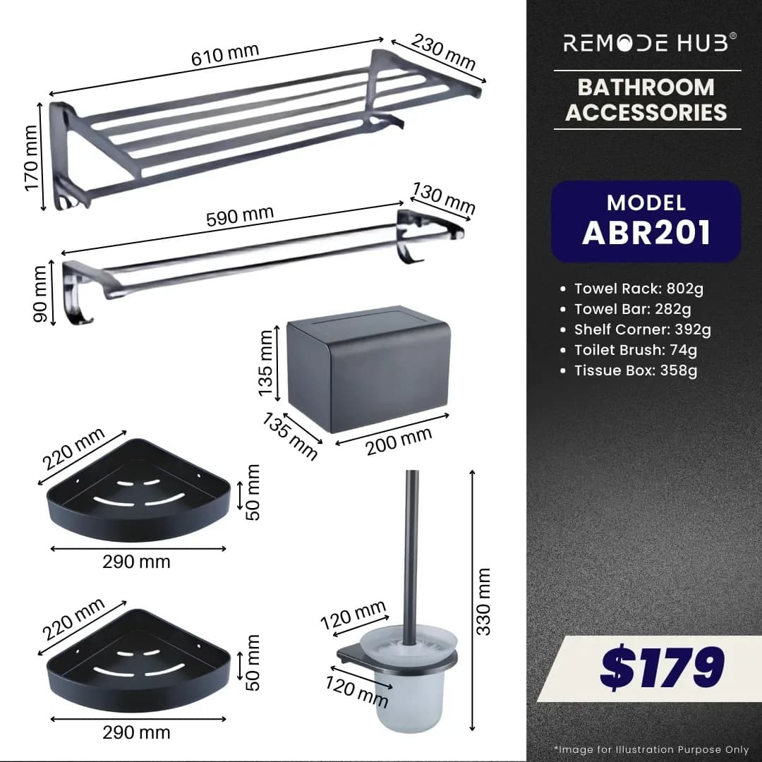 Remode Hub Bathroom Accessories 5-IN-1 Set