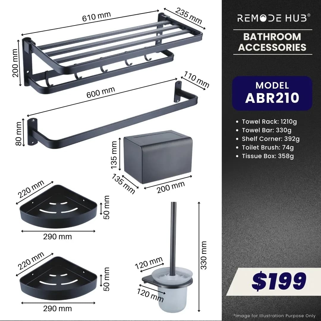 Remode Hub Bathroom Accessories 5-IN-1 Set