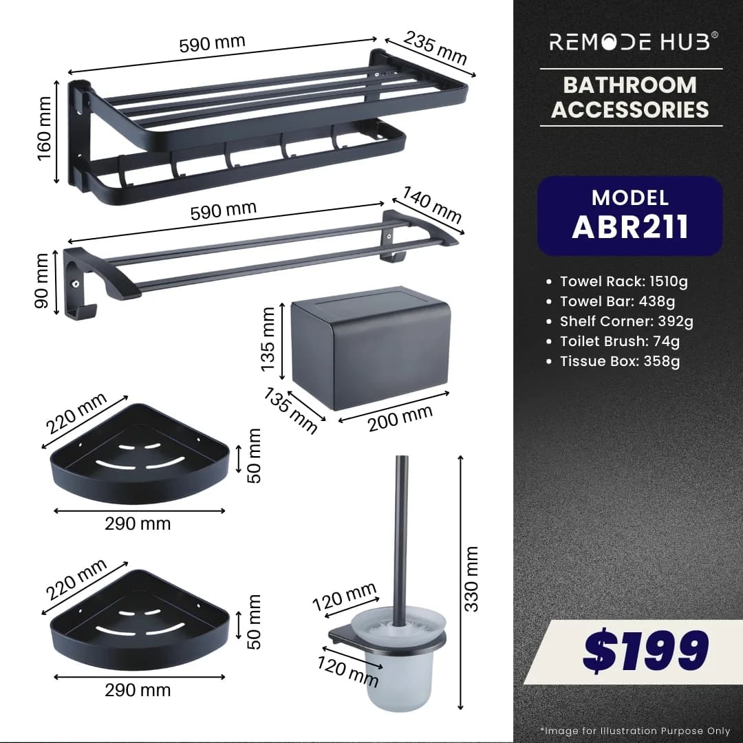 Remode Hub Bathroom Accessories 5-IN-1 Set