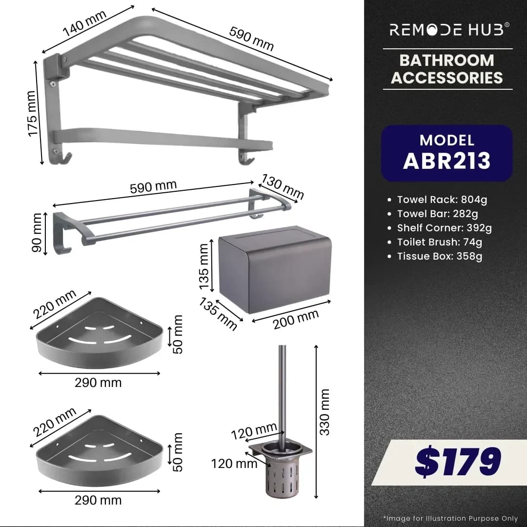 Remode Hub Bathroom Accessories 5-IN-1 Set