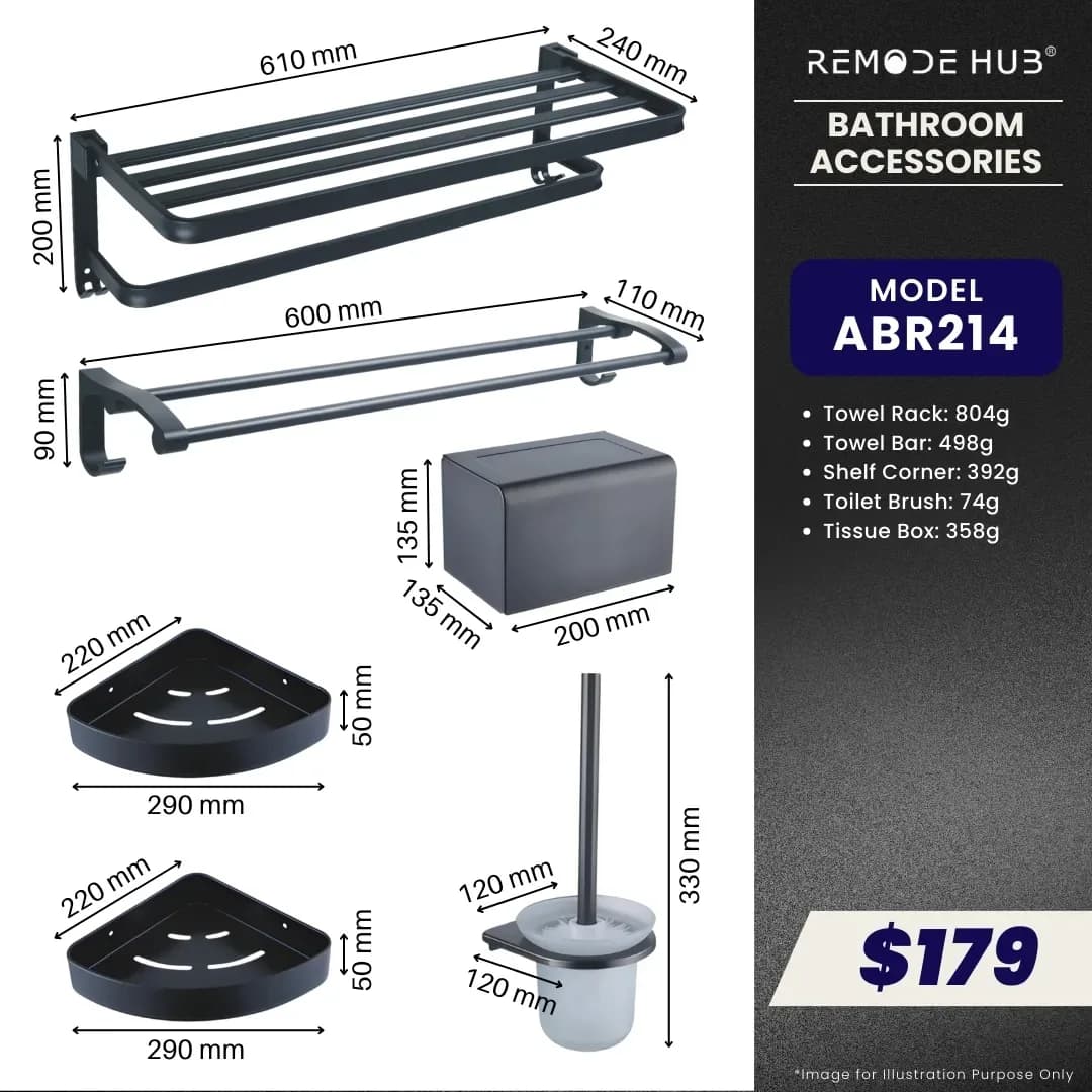 Remode Hub Bathroom Accessories 5-IN-1 Set