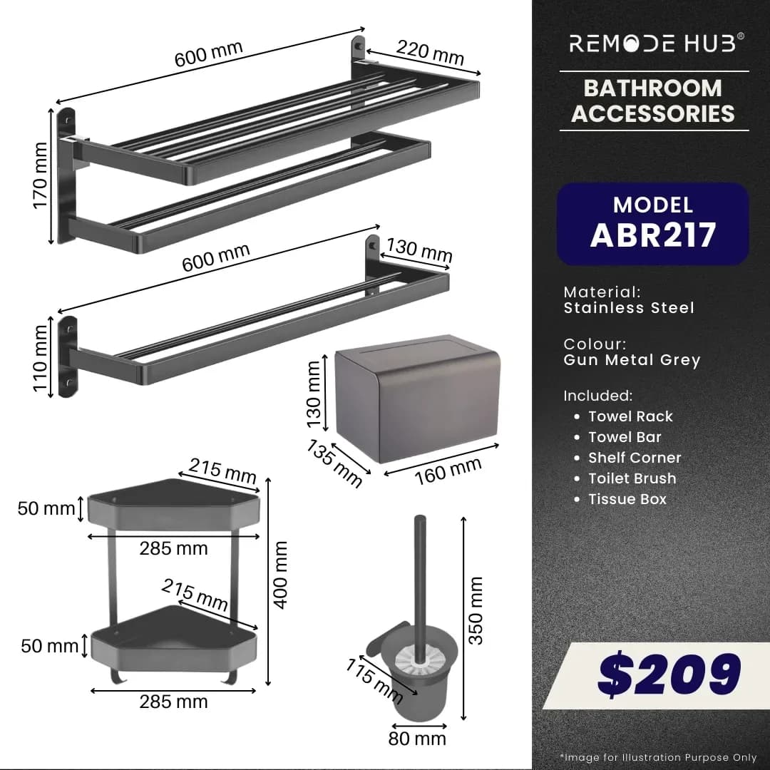 Remode Hub Bathroom Accessories 5-IN-1 Set