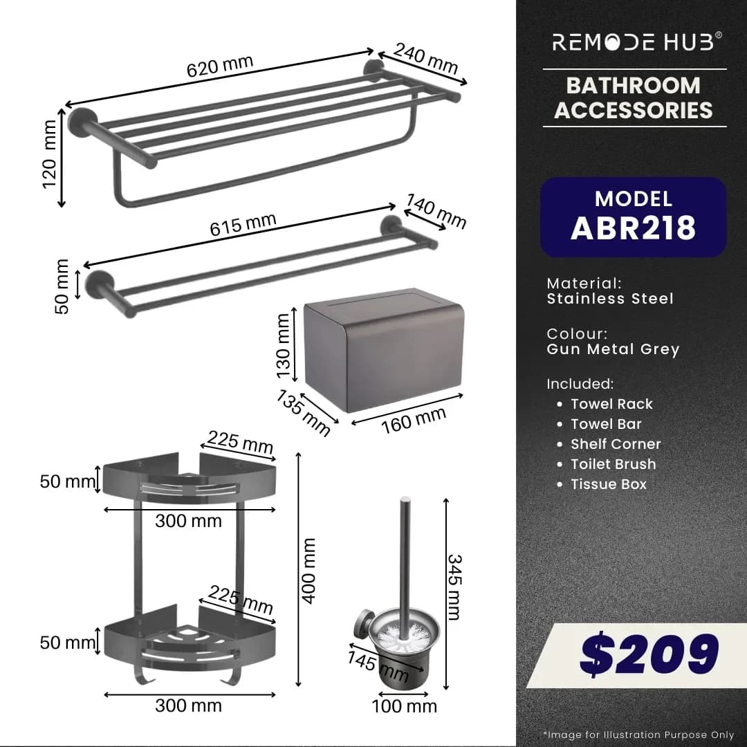 Remode Hub Bathroom Accessories 5-IN-1 Set