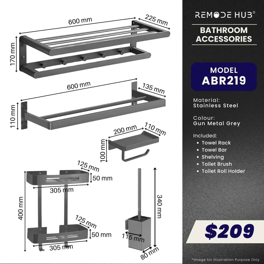 Remode Hub Bathroom Accessories 5-IN-1 Set