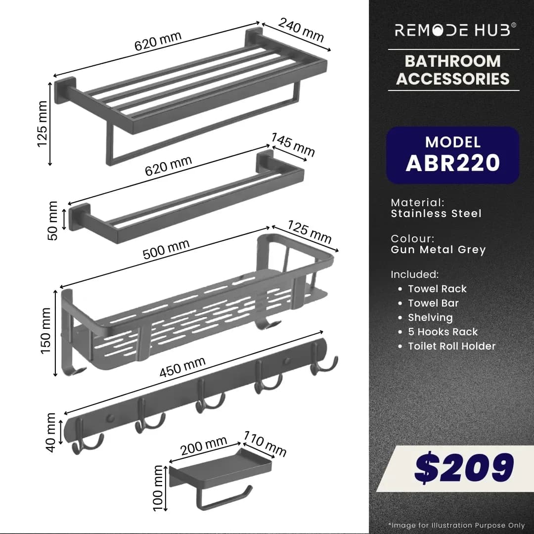 Remode Hub Bathroom Accessories 5-IN-1 Set