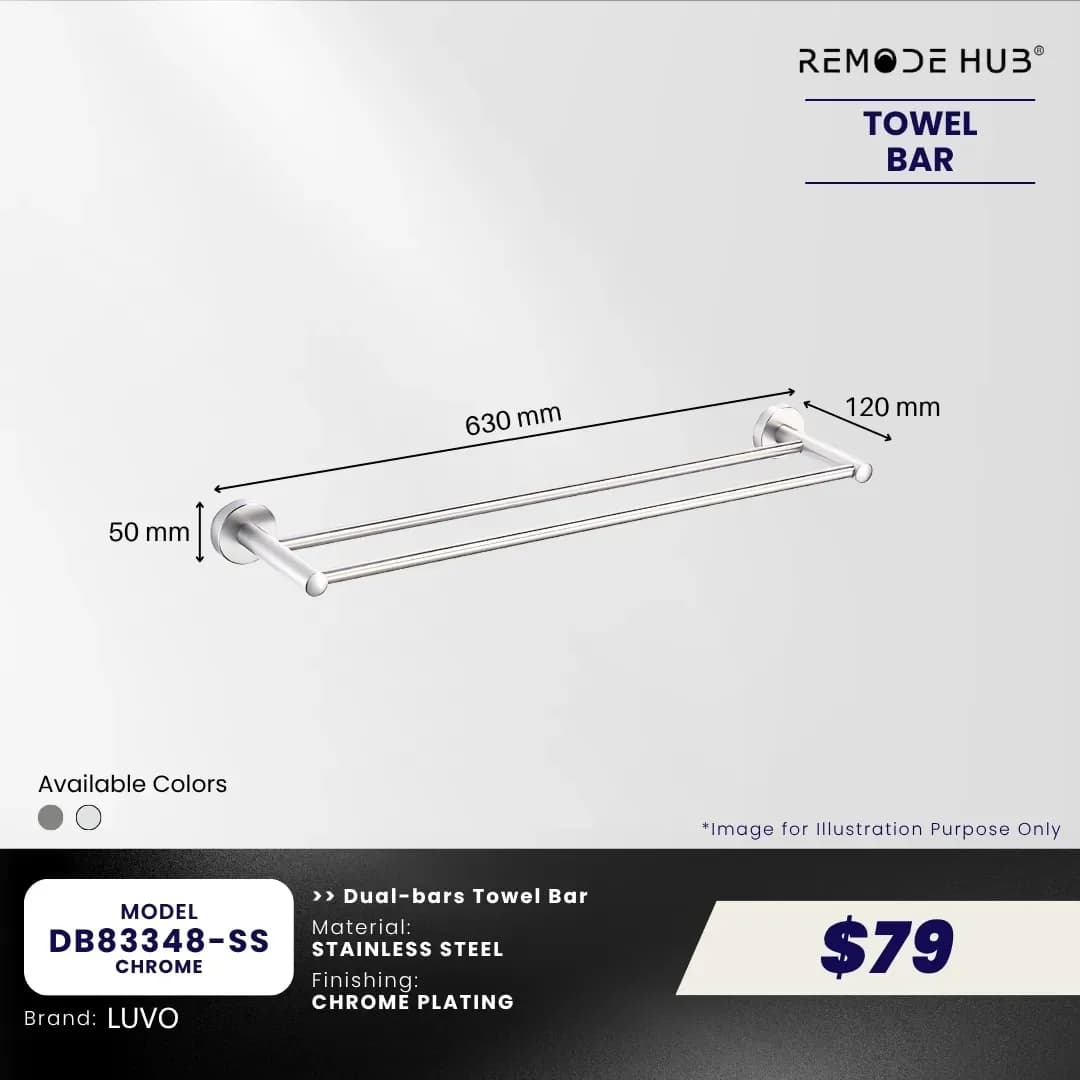 Remode Hub Towel Bar Double Rail DB83348-SS