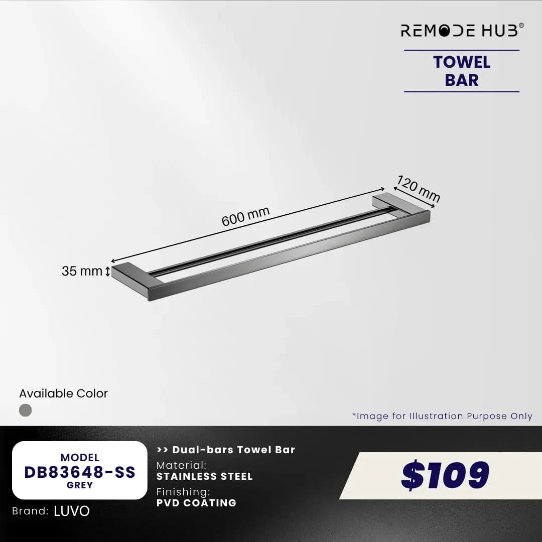 Remode Hub Towel Bar Double Rail DB83648-SS