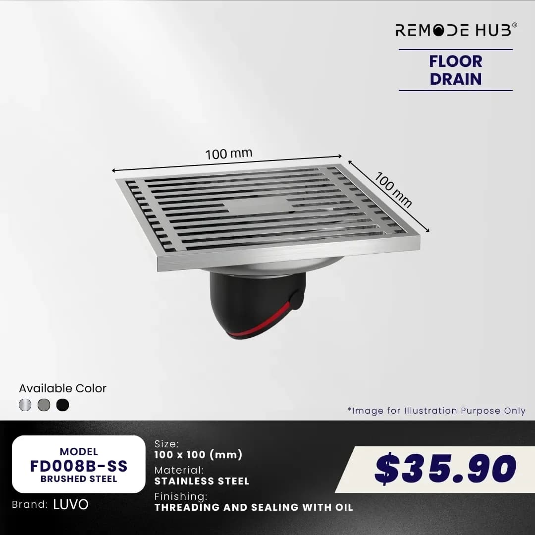 Remode Hub Stainless Steel Floor Drain FD008B-SS