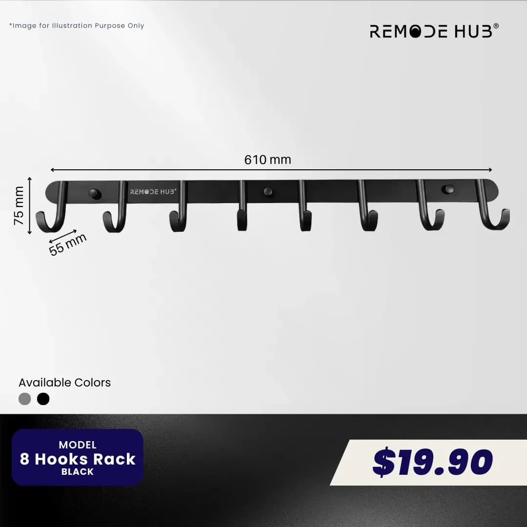 Remode Hub Hook Rack Accessories 8-Hook