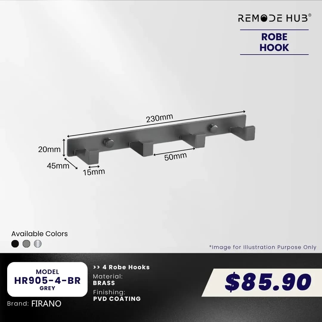 Remode Hub Hook Rack 4-Hook HR905-4-BR