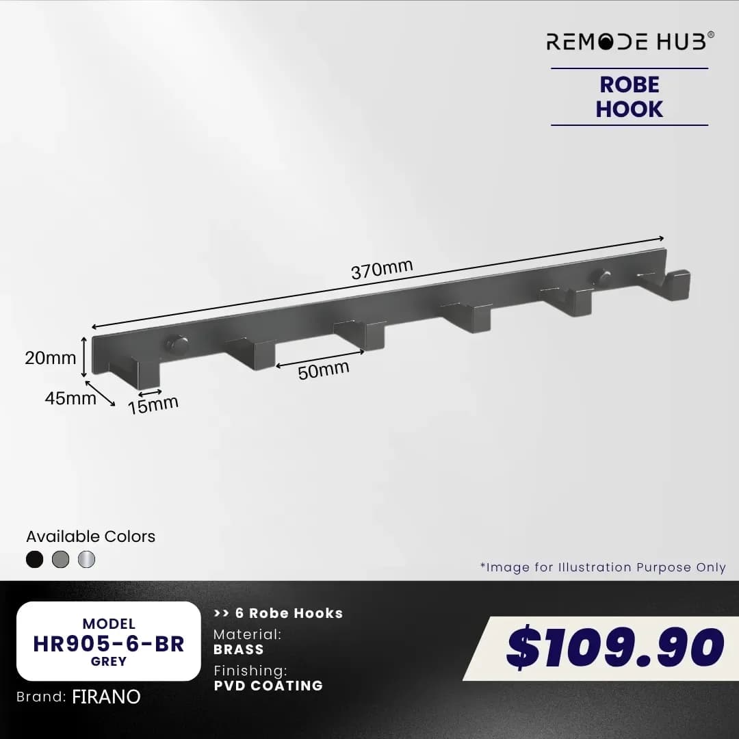 Remode Hub Hook Rack 6-Hook HR905-6-BR
