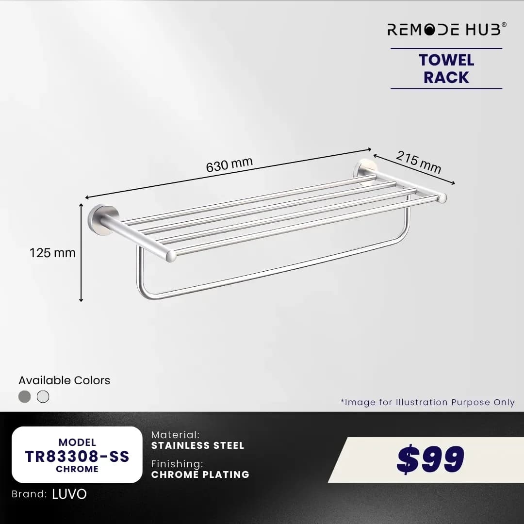 Remode Hub Towel Bar Single Rail TR83308-SS