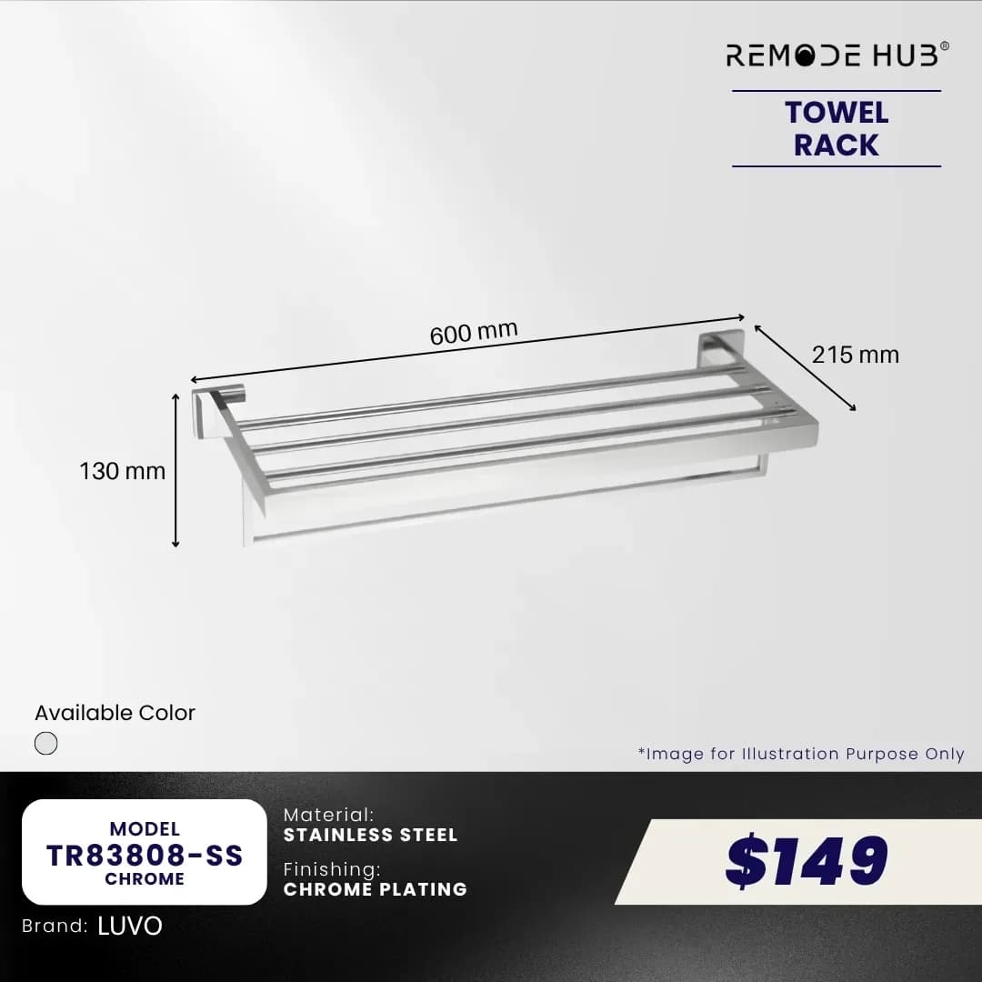 Remode Hub Towel Bar Single Rail TR83808-SS