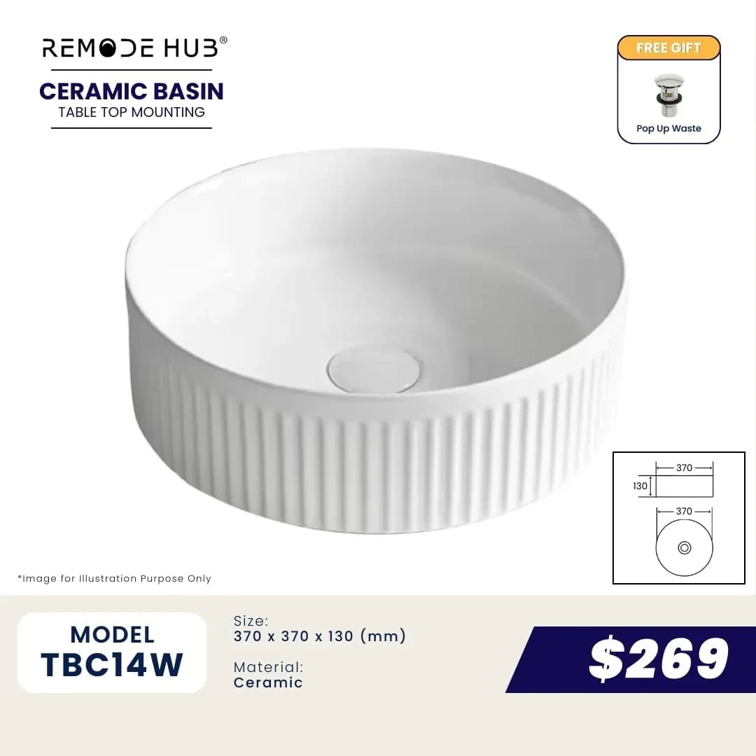 Remode Hub TBC14W Ceramic Basin