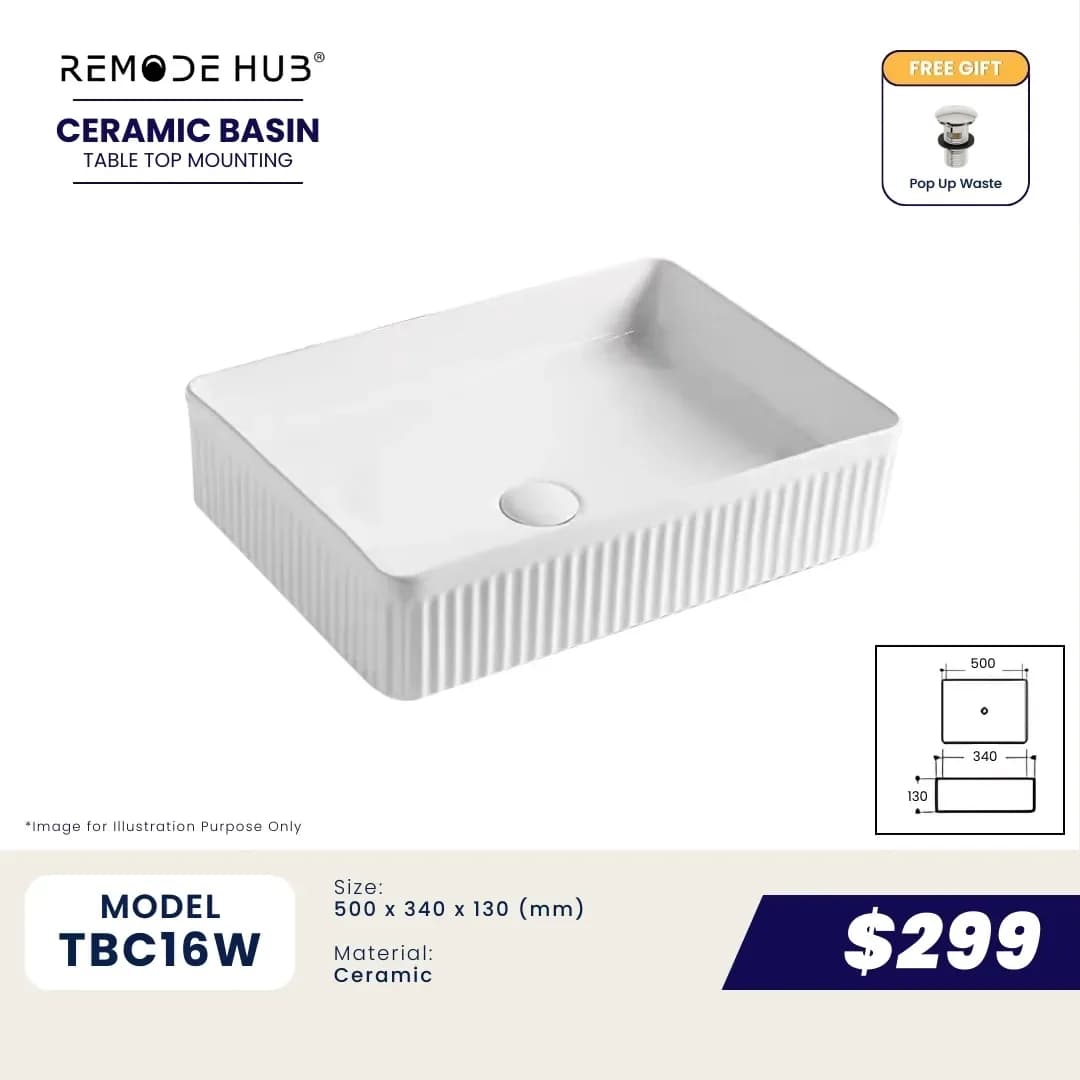 Remode Hub TBC16W Ceramic Basin