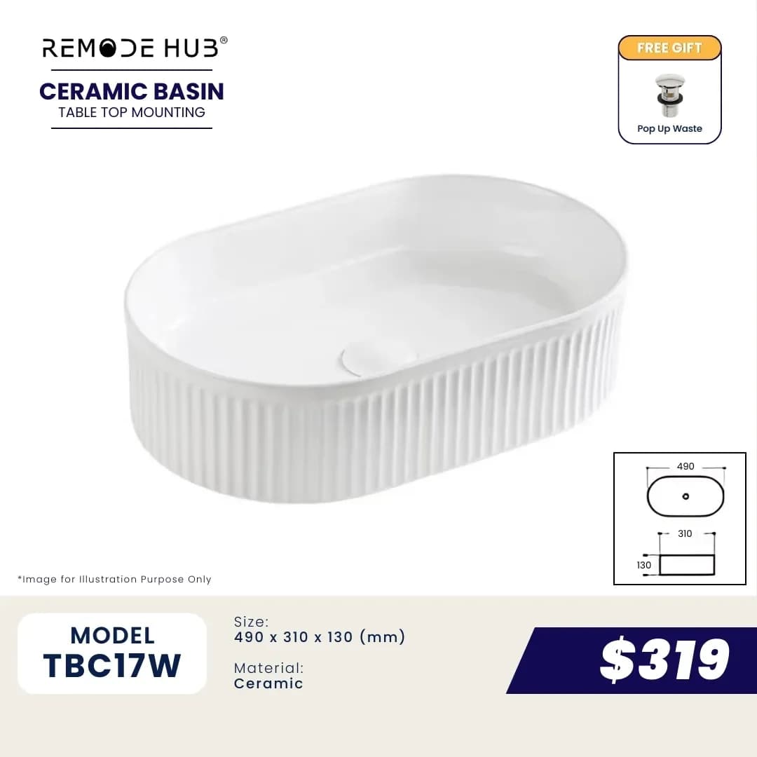 Remode Hub TBC17W Ceramic Basin