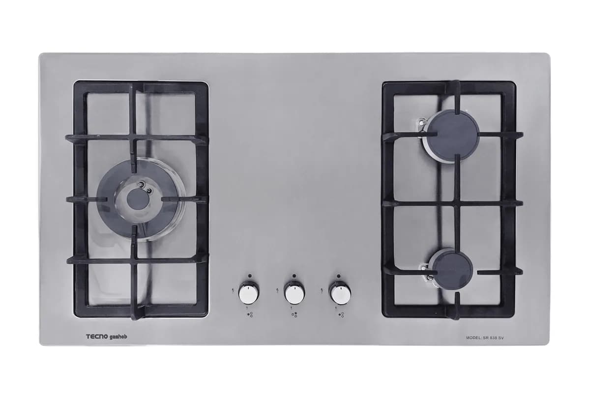 Tecno 3-Burner 86cm Stainless Steel Hob with Inferno Wok Burner SR838SV