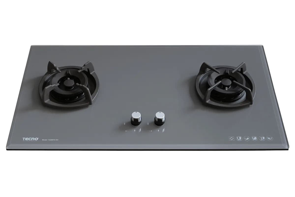 Tecno 2-Burner 88cm Glass Hob with Inferno Wok Burner T2288TGSV