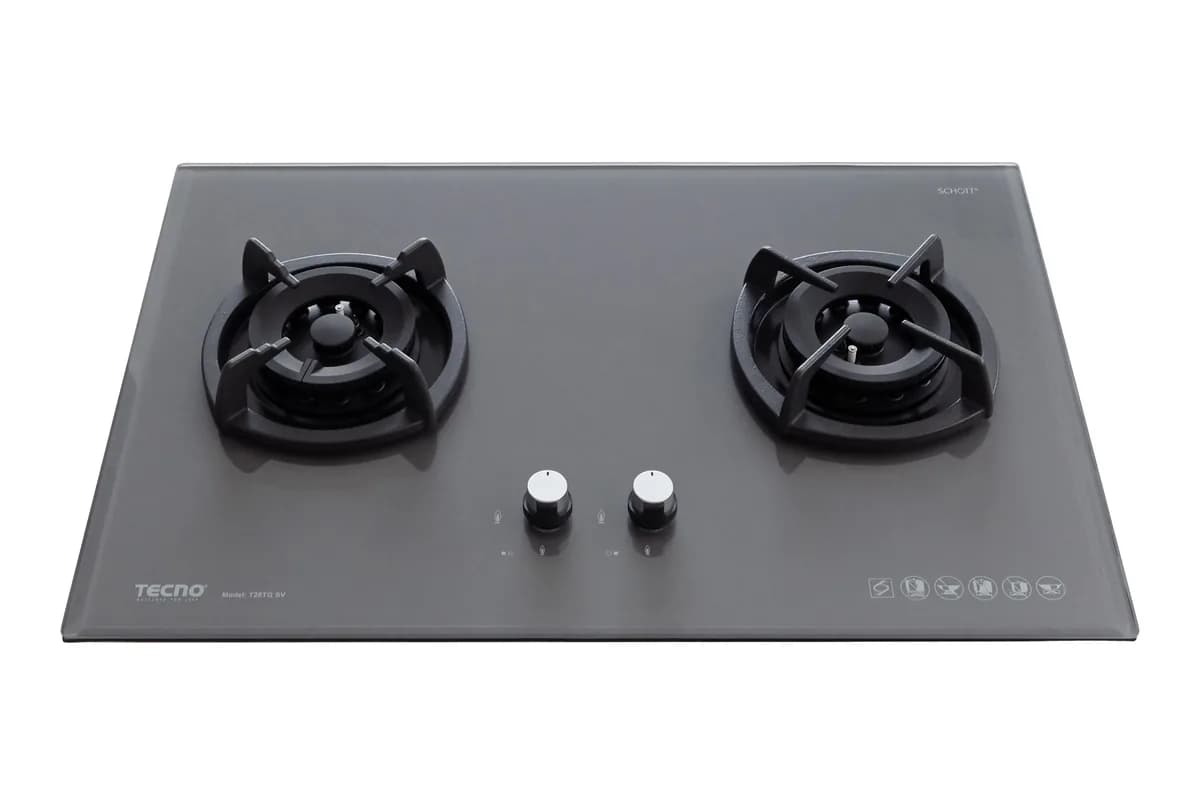 Tecno 2-Burner 75cm Glass Hob with Inferno Wok Burner T28TGSV