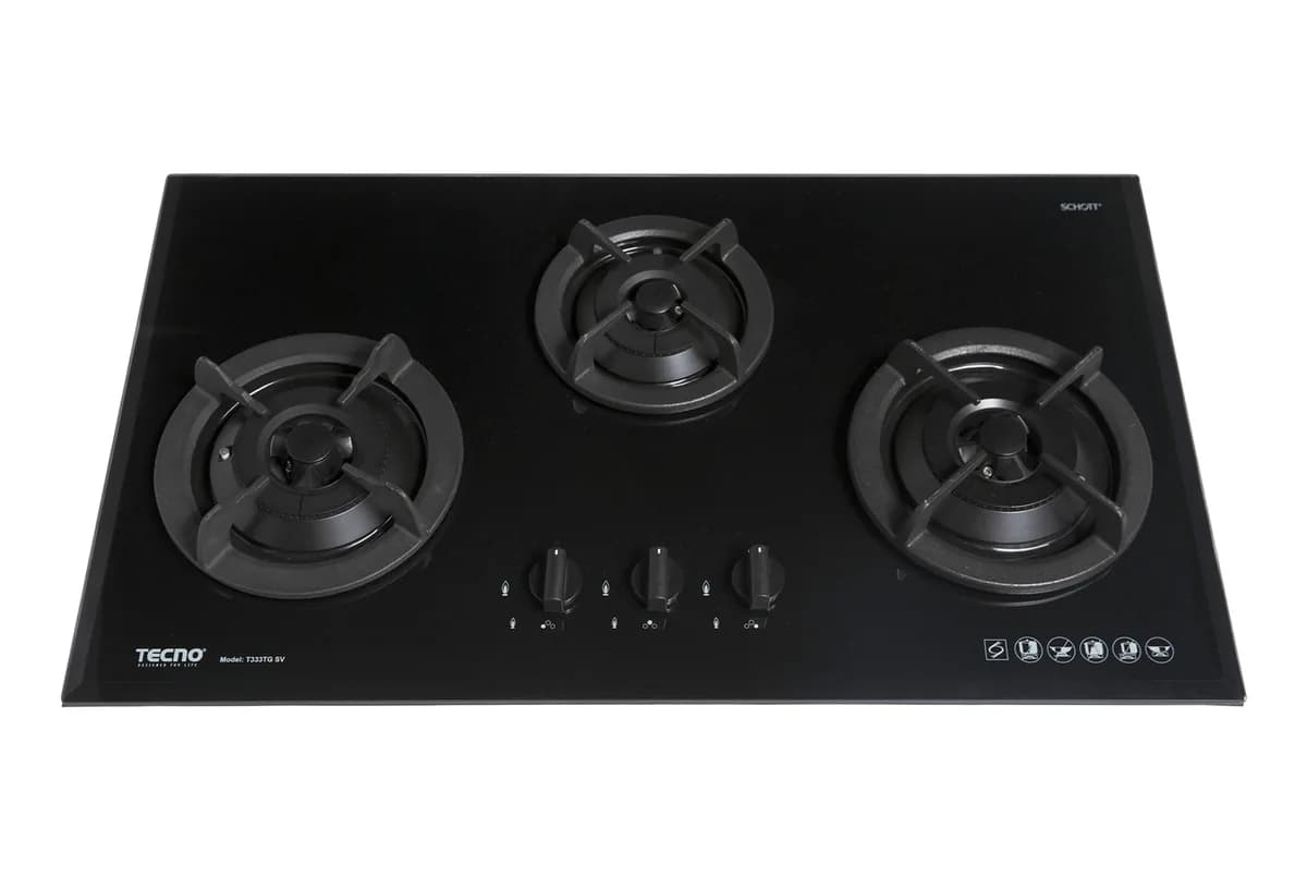 Tecno 3-Burner 86cm Tempered Glass Hob T333TGSV