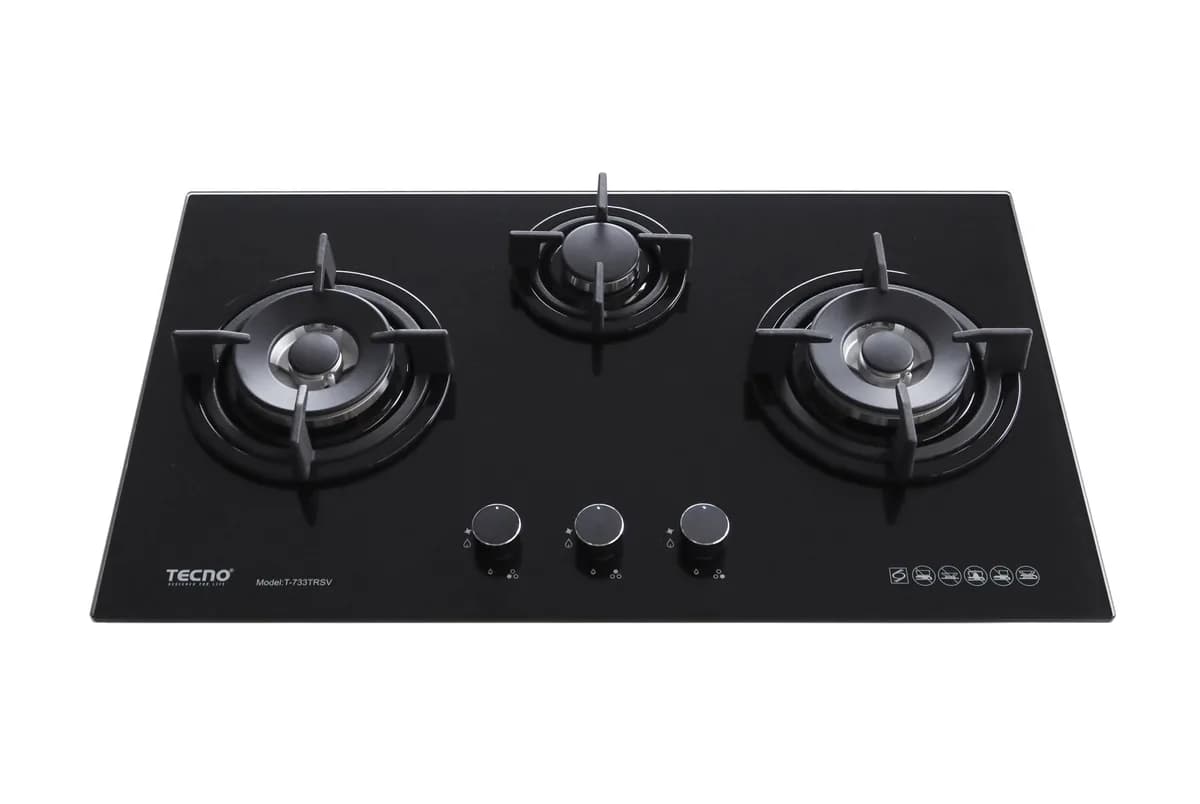 Tecno 3-Burner 76cm Glass Gas Hob T733TRSV