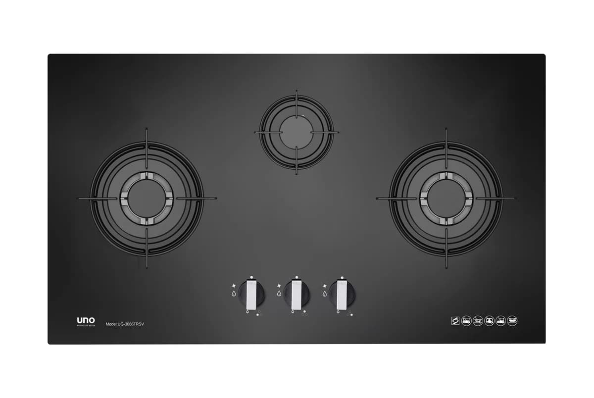 Uno 3-Burner 86cm Glass Gas Hob UG3086TRSV