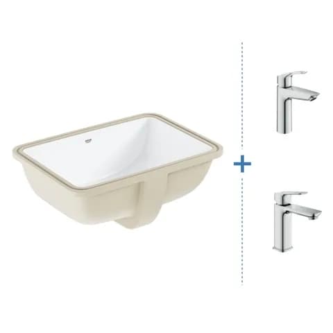 GROHE Euro Ceramic Undercounter 550 (Square) & Basin Mixer Bundle
