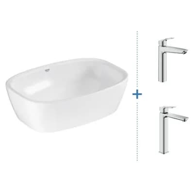 GROHE Bau Vessel Square Basin without Deck & Basin Mixer Bundle