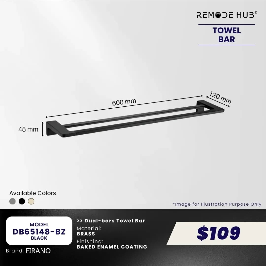 Remode Hub Towel Bar Double Rail DB65148-BZ