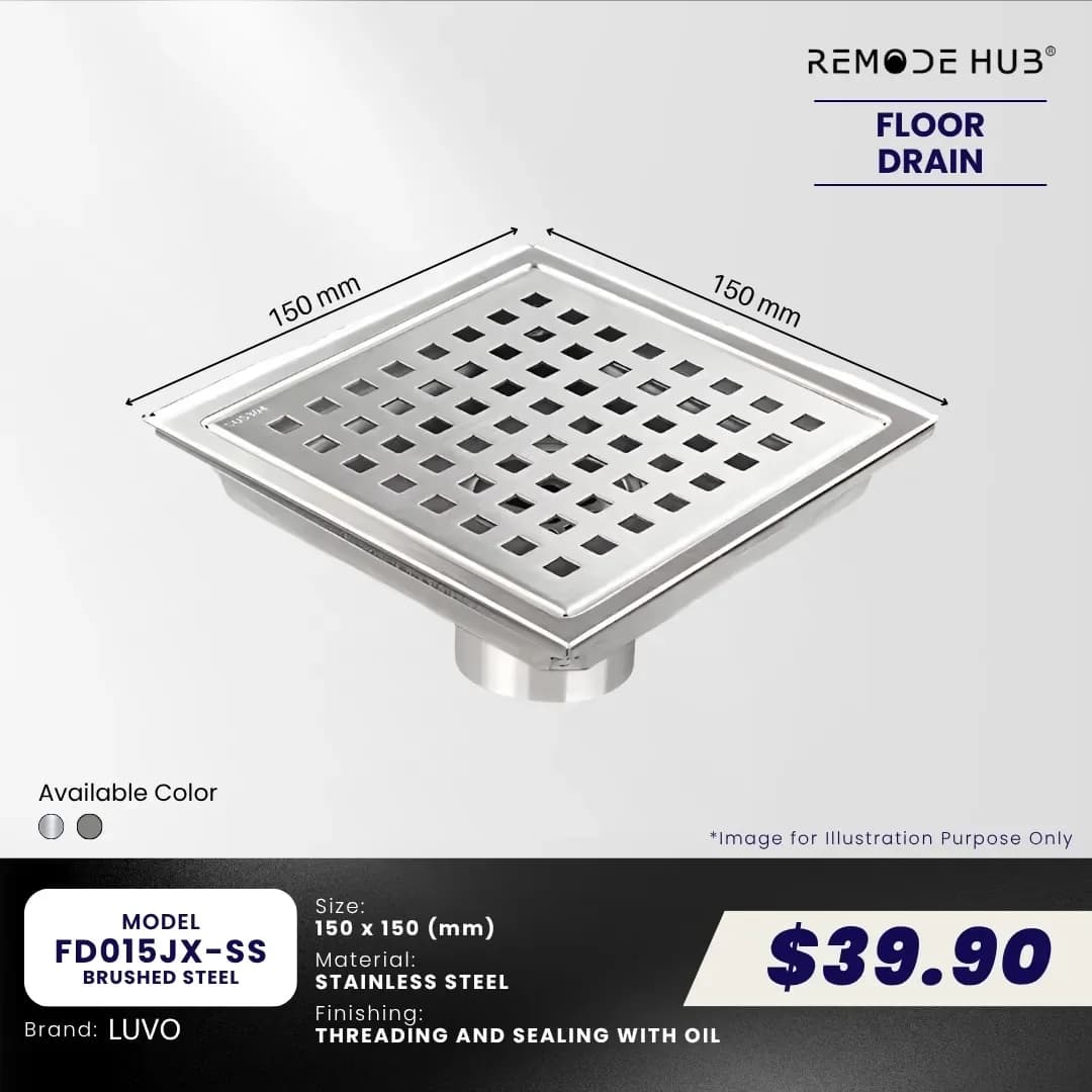 Remode Hub Stainless Steel Floor Drain FD015JX-SS