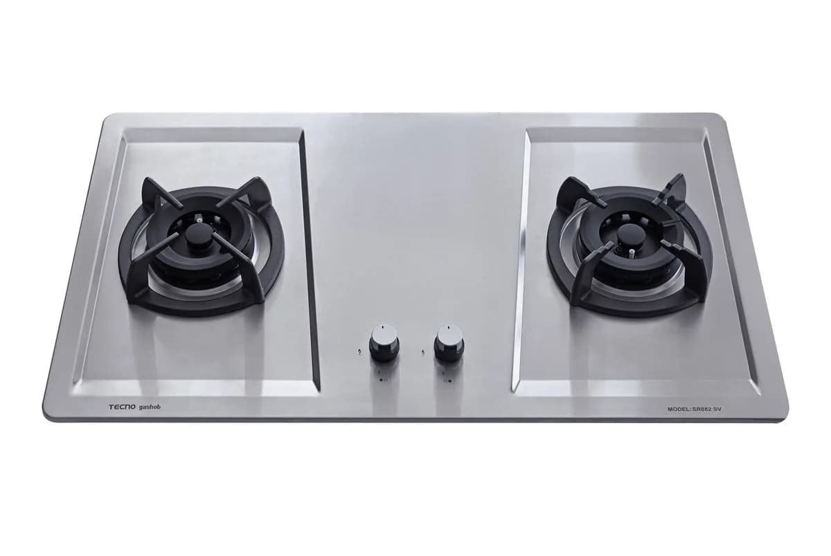 Tecno 2-Burner 86cm Stainless Steel Hob with Inferno Wok Burner SR882SV