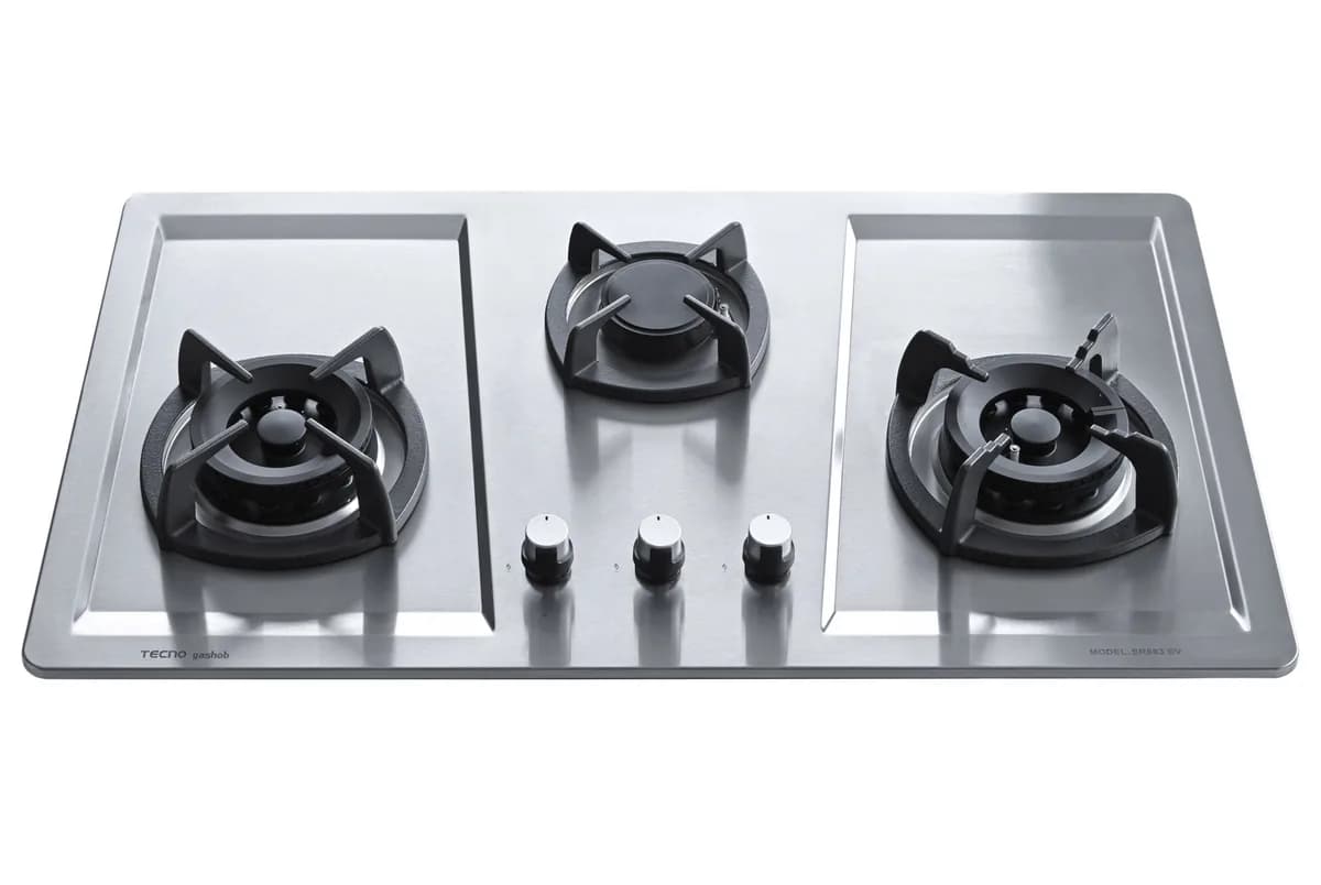 Tecno 3-Burner 86cm Stainless Steel Hob with Inferno Wok Burner SR883SV
