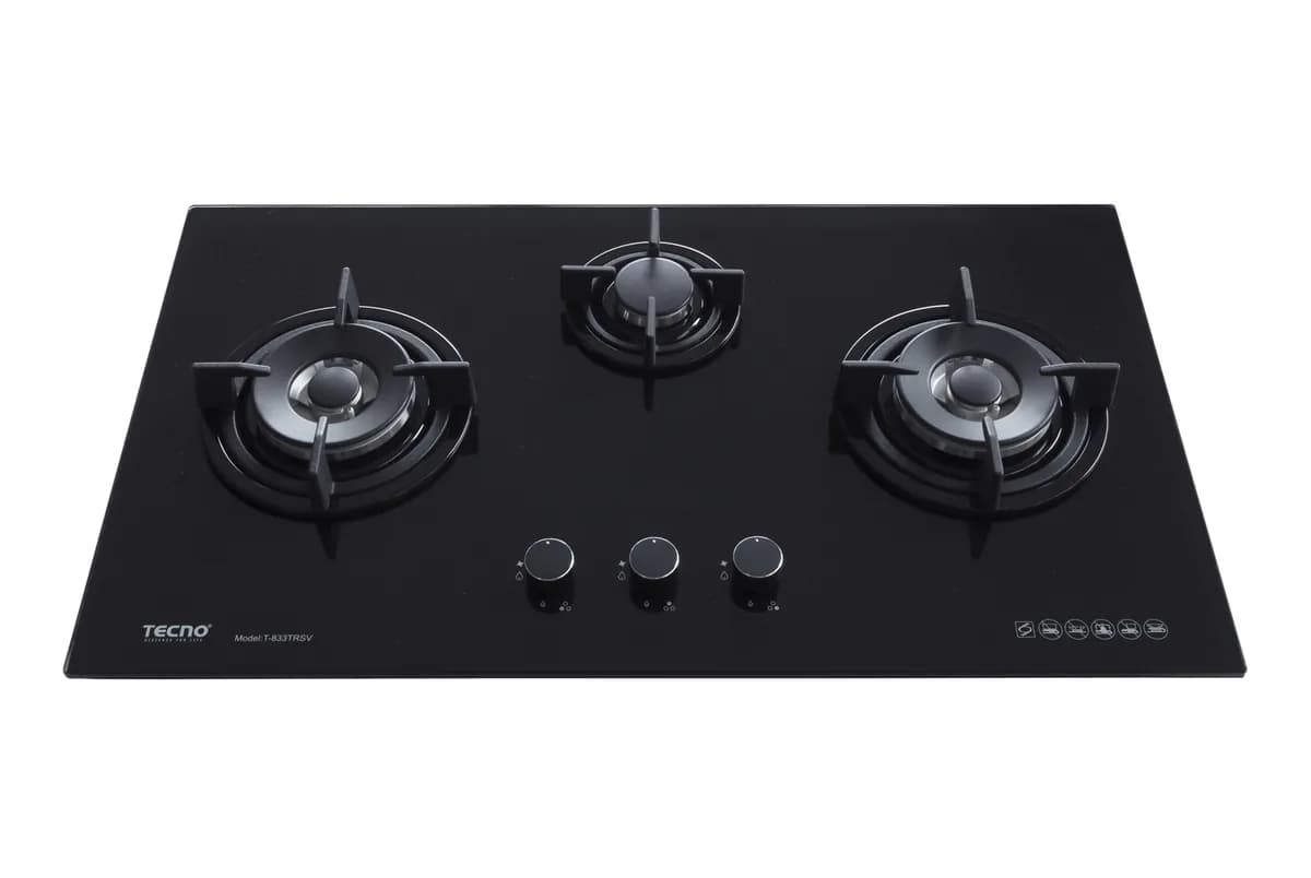 Tecno 3-Burner 86cm Glass Gas Hob T833TRSV